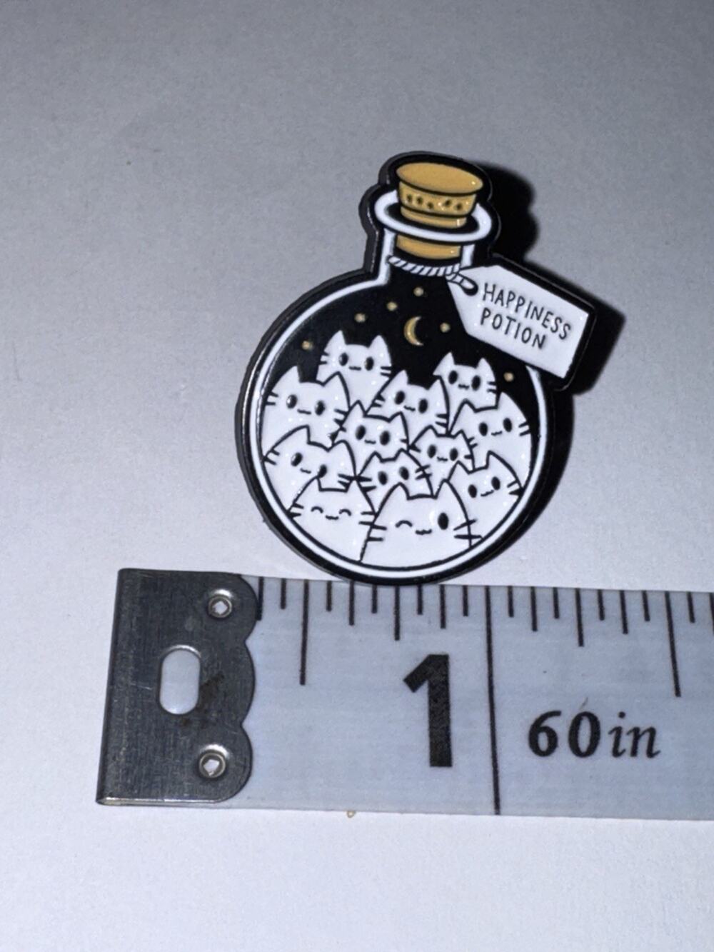 Happiness Potion Galaxy Jar Cat Kitten Pin Brooch